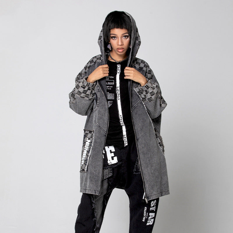 Top Coat Hooded Stitching Women's Clothing