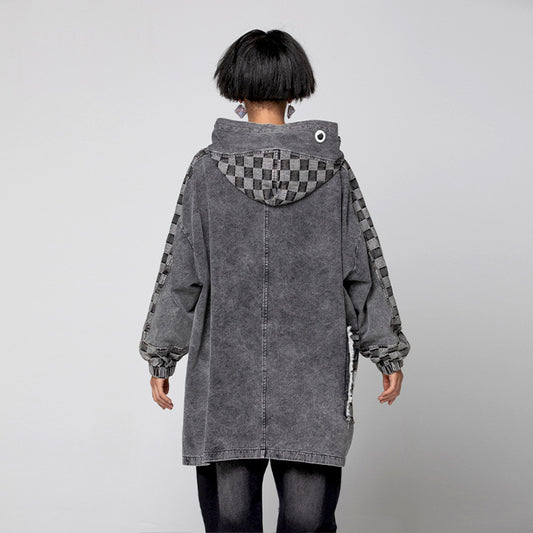 Top Coat Hooded Stitching Women's Clothing