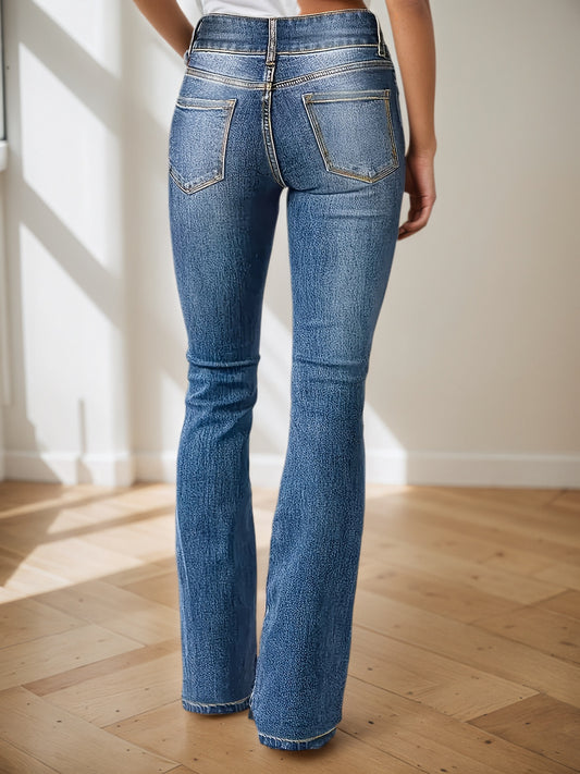 New Women's Denim Jeans, High-Waisted, Slight Flare