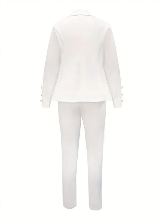 All Season Professional Women's Suit Set, Double Breasted Buttons, Gold Buttons, Essential For The Office, Women's Clothing For Autumn And Winter Seasons