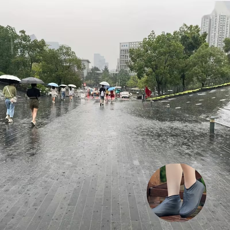 3 Pairs One Size Thickened Latex Silicone Shoe Covers, Waterproof Rain Overshoes, Non-Slip Wear Resistant Outdoor Reusable Foot Covers
