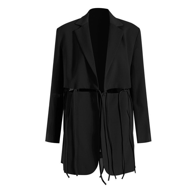 Solid Color Suit Coat Women's Clothing