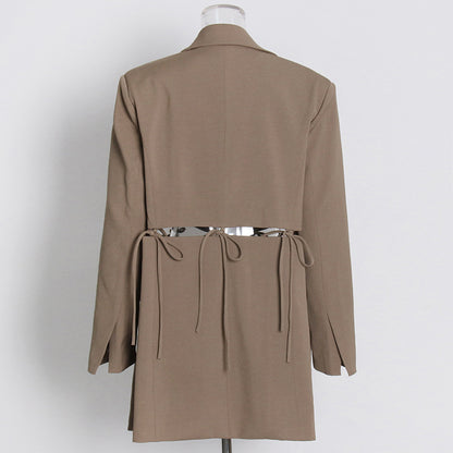 Solid Color Suit Coat Women's Clothing