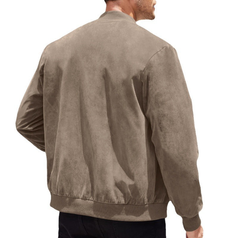 Men's Suede Solid Color Casual Retro Jacket