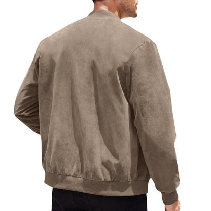 Men's Suede Solid Color Casual Retro Jacket
