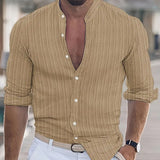 Men's Lightweight Button-up Long-sleeved Striped Top