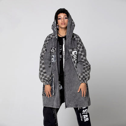 Top Coat Hooded Stitching Women's Clothing