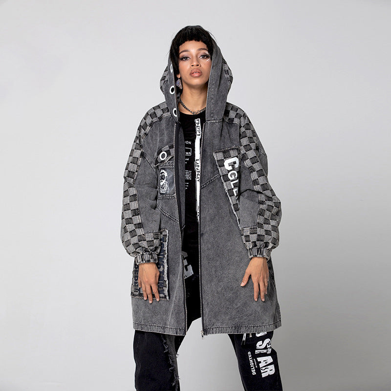 Top Coat Hooded Stitching Women's Clothing
