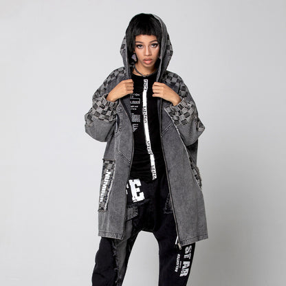 Top Coat Hooded Stitching Women's Clothing