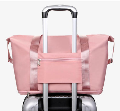 Large Capacity Expandable Gym Bag For Women - Waterproof Travel Duffel With Wet Pocket,Versatile Yoga Sports Bag With Shoe Compartment ,Stylish Tote & Shoulder Bag For Gym & Weekender