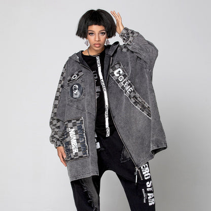 Top Coat Hooded Stitching Women's Clothing