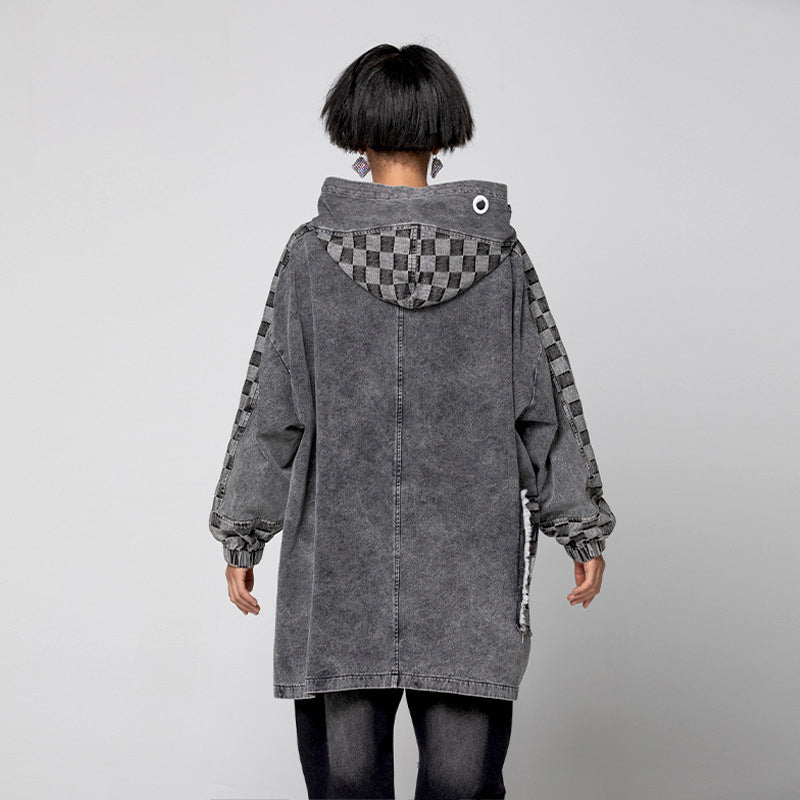 Top Coat Hooded Stitching Women's Clothing