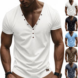 Men's Loose Thin Trendy V-neck Buttons Design