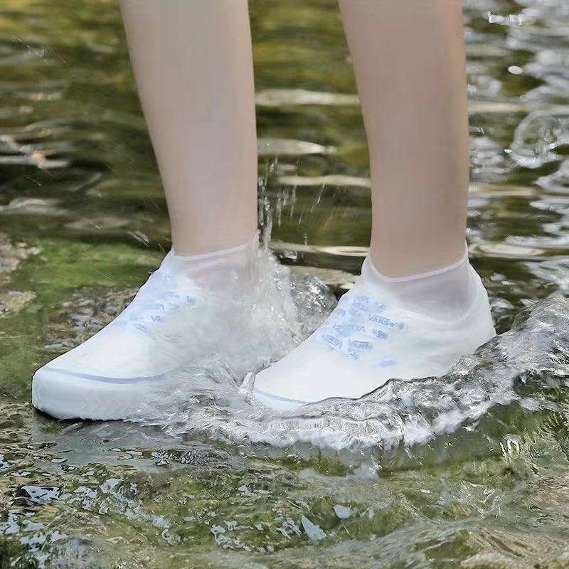 3 Pairs One Size Thickened Latex Silicone Shoe Covers, Waterproof Rain Overshoes, Non-Slip Wear Resistant Outdoor Reusable Foot Covers