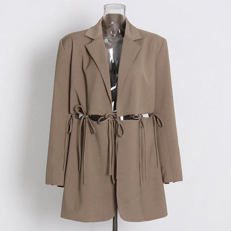 Solid Color Suit Coat Women's Clothing