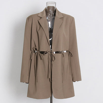 Solid Color Suit Coat Women's Clothing