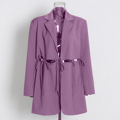 Solid Color Suit Coat Women's Clothing