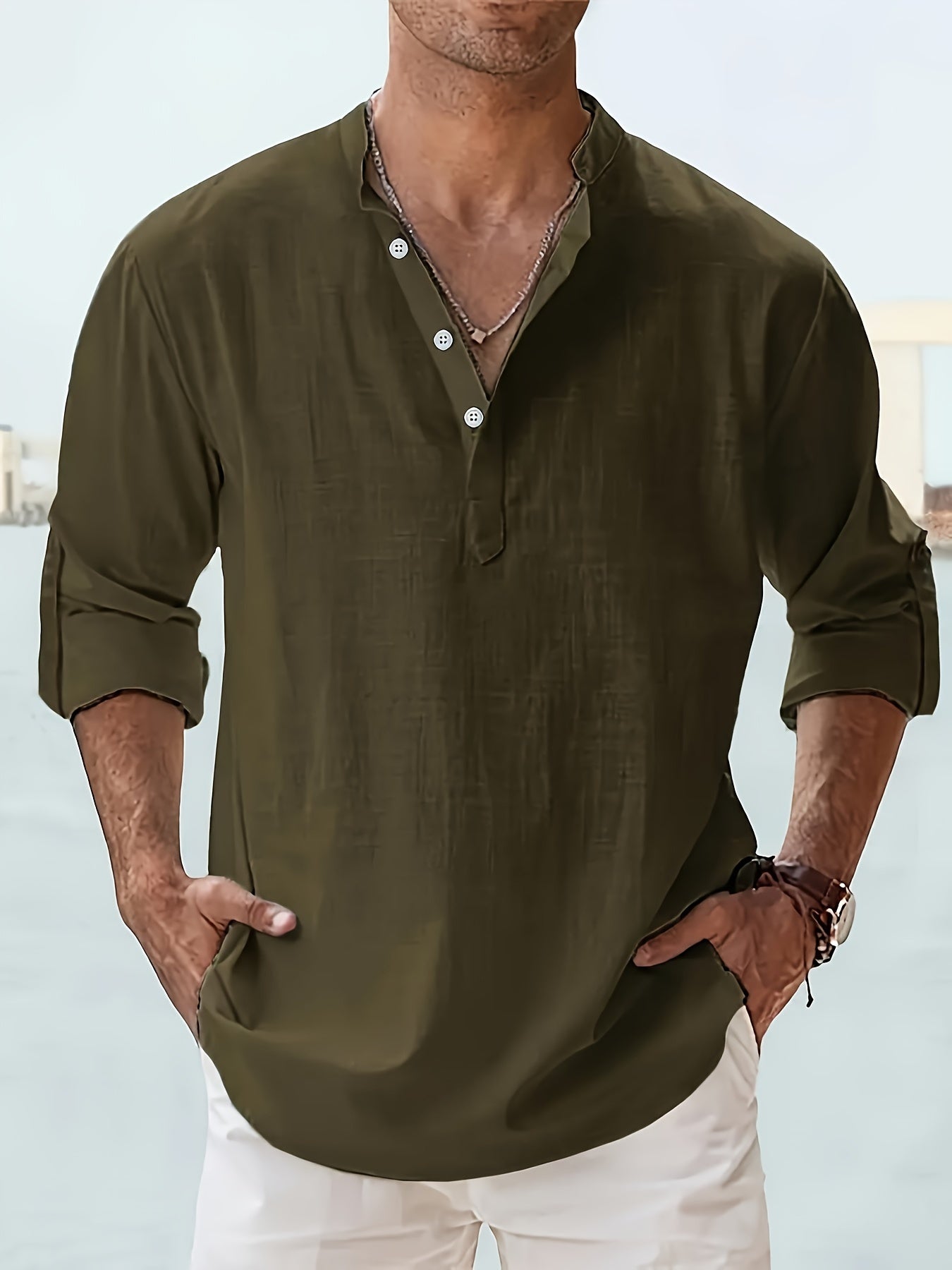 Men's Long-sleeved Breathable Button-down Shirt