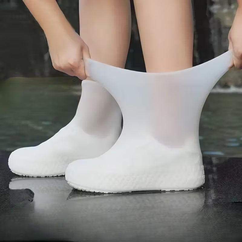 3 Pairs One Size Thickened Latex Silicone Shoe Covers, Waterproof Rain Overshoes, Non-Slip Wear Resistant Outdoor Reusable Foot Covers