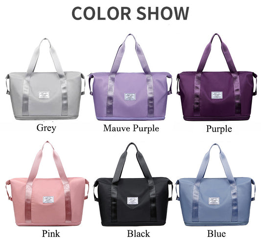 Large Capacity Expandable Gym Bag For Women - Waterproof Travel Duffel With Wet Pocket,Versatile Yoga Sports Bag With Shoe Compartment ,Stylish Tote & Shoulder Bag For Gym & Weekender