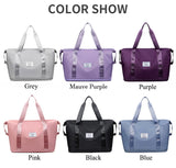 Large Capacity Expandable Gym Bag For Women - Waterproof Travel Duffel With Wet Pocket,Versatile Yoga Sports Bag With Shoe Compartment ,Stylish Tote & Shoulder Bag For Gym & Weekender
