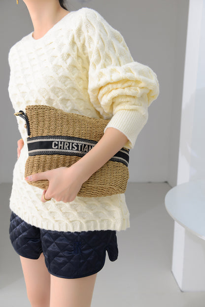 Cable Pullover Sweater Women's Clothing