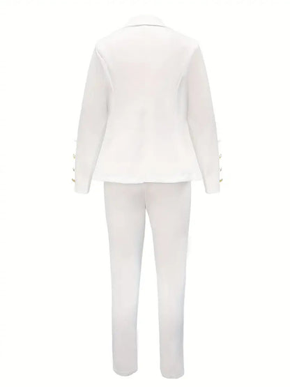 Women's Business Casual Suit And Trousers Large-sized Two-piece Set, Double-breasted Lapel Suit And Slim-fitting Trousers Set, Suitable For Office And Daily Life, Women's Clothing Amazon Does Not Sell