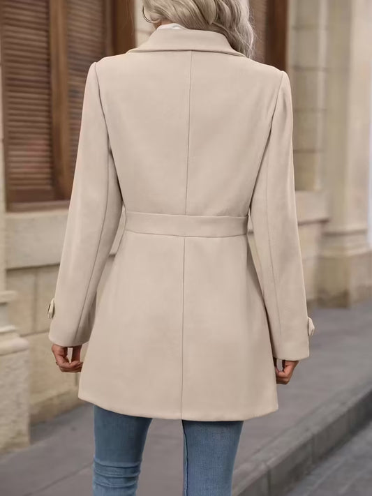 New Style Women's Autumn And Winter Medium-length Elegant Woolen Coat, Lapel Button Elegant Slim-fitting Woolen Coat