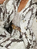 Women’s Snake Patterned Suit Pants Two-piece Set, Snake Patterned Suit Pants Set, New Casual Fashion Set Women’s Suit&pants Printed Slim Fit Pants Set, Women’s Clothing