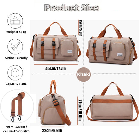 Minimalist Sports Duffel Bag ,Large Capacity Gym Tote With Separate Shoe Pocket,Multi-functional Travel Weekender & Crossbody Bag,Stylish Workout & Overnight Bag For Women